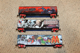 Hawthorne Village Marvel Spiderman Mysterio Rhino Symbiotes Freight Boxcars LB - £94.55 GBP