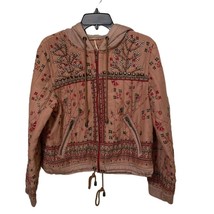 Free People Quilted Hooded Festival Jacket Womens Size Medium Studded Fu... - £62.65 GBP