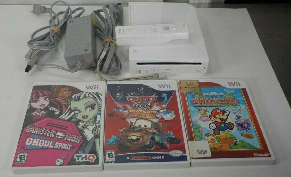 Primary image for Nintendo  Wii RVL-101 Console System Bundle -Remote w/ Mario ,Monster High, Cars
