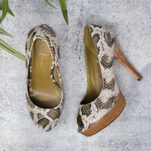 Cole Haan |  Snakeskin Print Peep Toe Heels Size 5 - £32.60 GBP