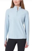 Mondetta Womens Top Blue 1/2 Zip Ribbed Thumbholes Moisture Wicking Pocket - $39.99