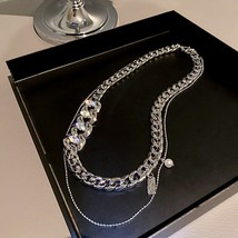 Niche Design Cuban Chain  Rhinestone Necklaces Simple Fashion Clavicle Chain Per - £19.22 GBP