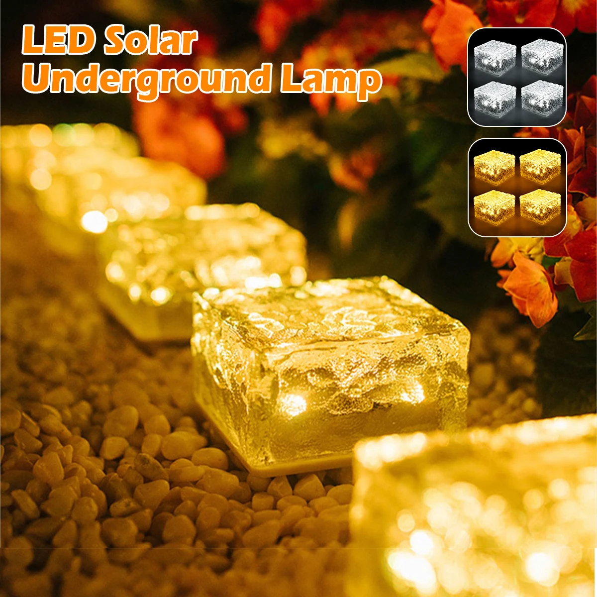 4pcs Solar Brick Ice Cube Lights Outdoor Waterproof scape Path Lights Solar Squa - £119.79 GBP