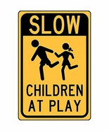 HY-KO Products HW-47 Slow Children Aluminum Sign, 12 in x 18 in, Black/Y... - $22.83