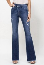 Flying Monkey asymmetric waistband flare jeans in Dark Blue Wash - size 26 - £46.63 GBP