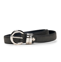 Modern elegant full grain belt on grey vegan leather round buckle single... - $47.56