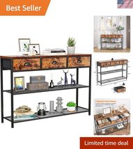 Entryway Table, 38'' Console Sofa Table with 3 Fabric Drawers, Industria... - $85.96
