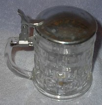 Vintage Leonard Pressed Clear Glass lidded Beer Stein - $18.00