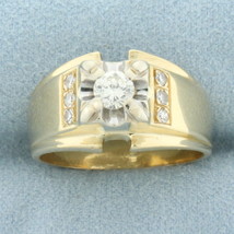 Diamond Illusion Set Ring in 14k Yellow and White Gold - £807.93 GBP