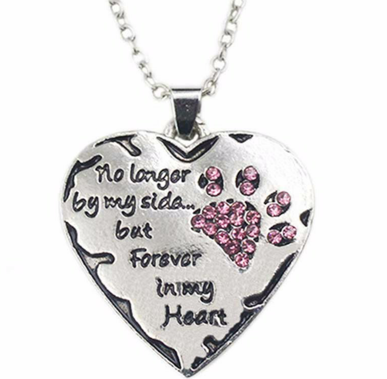 Heart Paw Memorial Crystal Necklace - 3 Colors