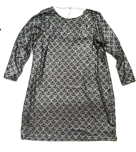 Michael Kors 2X Silver Sequin Dress Draped Chain Peekaboo 3/4 Sleeve For... - £88.64 GBP