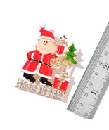 White Austrian Crystal Enameled Goldtone SANTA Brooch #BP105 - €7,64 EUR