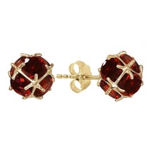 7.5 Carat 14K Yellow Gold Stud Elegant Gemstone Earrings w/ Natural Garnets - £412.27 GBP