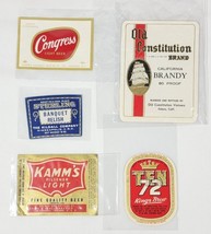 5 Vtg Labels Congress Beer Ten 72 Kamm&#39;s Pilsner Light Old Constitution ... - $7.92