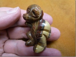 (Y-MON-560) little Red tan MONKEY APE gemstone monkeys STONE carving zoo... - $14.01