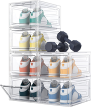 Shoe Storage, 6 Pack Shoe Organizer Clear Hard Plastic Shoe Box - £45.50 GBP