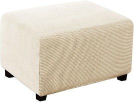 Turquoize Ottoman Stretch Slipcover, L, Natural - $21.77