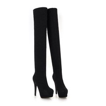 Sexy High Heels Stiletto Over Knee Boots High Platform Elastic Sock Glitter Fabr - £78.04 GBP
