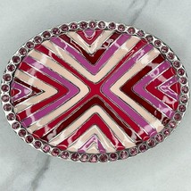 Pink and Red Chevron Rhinestone Oval Belt Buckle - £15.81 GBP