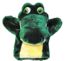 Vintage Childcraft Hand Puppet Alligator Crocodile Plush Green Yellow Animal Toy - £8.63 GBP