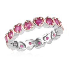 Natural Ruby Heart Shape Full Eternity Band Gemstone Anniversary Gift For Woman - £89.06 GBP
