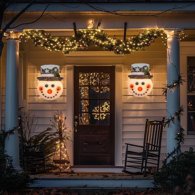 FUNPENY 2 Pack Snowman Christmas Porch Light Covers 12 Inch, Christmas Outdoor D Item image 4