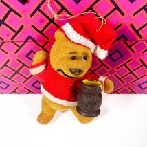 Vintage Flocked Christmas Winnie the Pooh with Honey Pot by Walt Disney - $12.86