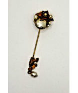 VTG Miriam Haskell Signed Gold Toned Faux Baroque Pearl Stick Pin (3.25”... - $84.15