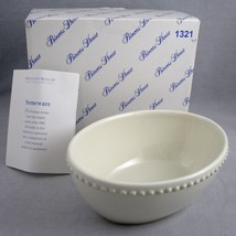 Princess House Pavillion 1321 Stoneware Ceramic Bowl Oval Beige Hobnail Border - £15.58 GBP