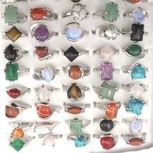 Mix Lot Natural Stone Rings Women&#39;s Ring Fashion Jewelry Bague 50pcs Free Shippi - £44.82 GBP