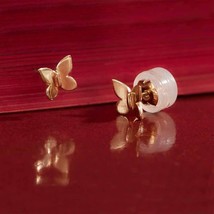 Solid 14K Gold Butterfly Post Earrings 6x6mm - $170.05