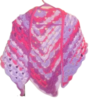 Hand Crocheted Woman&#39;s Dual sided Shawl Each Side Different Design Pinks/Purples - £17.79 GBP