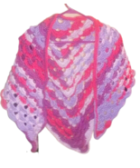 Hand Crocheted Woman&#39;s Dual sided Shawl Each Side Different Design Pinks... - £17.51 GBP