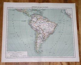 1906 Original Antique Political Map Of South America / Peru Argentina Brazil - £14.38 GBP