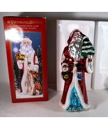 Christmas Santa Figurine Victorian 12&quot; Hand Painted Blown Glass Glitter ... - £19.53 GBP