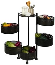 5 Layer Rotating Kitchen Trolley for Storing Fruits &amp; Vegetables, Black - $502.10