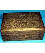 Vintage Hand Carved Lined Wood Jewelry Trinket Box Ornate Oak Leaf India... - $284.53 MXN