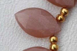 Natural, 20 piece faceted marquise PEACH MOONSTONE briolette beads, 9x16 mm app, - £53.28 GBP