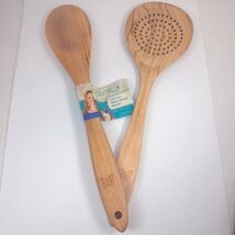 The Pioneer Woman Cowboy Rustic Olive Wood slotted &amp; spoon 13" kitchen u... - $30.00