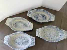 Vintage Monmouth Pottery 12oz Augratin Dish Bakers Maple Leaf USA Blue S... - $839.75 MXN