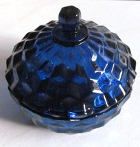 Vintage Indiana Glass Whitehall Pattern Cobalt Blue Color Candy Bowl Wit... - £42.45 GBP
