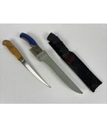 Lot Of 3 Fishing Fillet Knives &amp; 2 Sheathes Used - Rapala/Shakespeare/Be... - $24.36 CAD