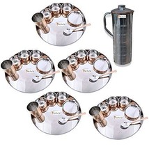 Prisha India Craft  Set of 5 Traditional Stainless Steel Copper Dinner Set of Th - £280.61 GBP