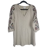 J.Jill Tunic Blouse M Womens Long Sleeve V Neck Pullover Floral Embroidered - $22.07