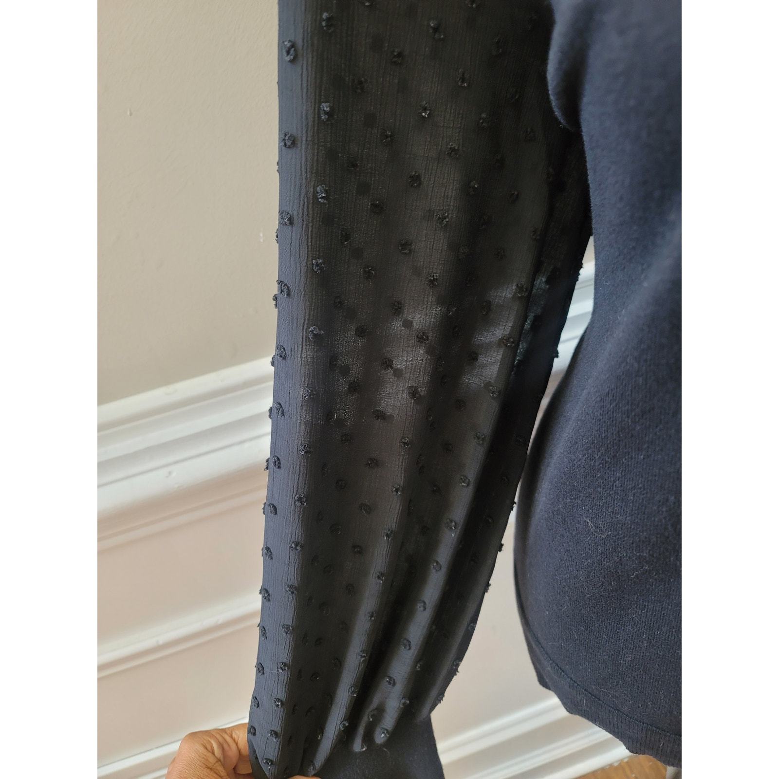 Vince Camuto Sweater Women's XXL Black Sheer Sleeve Textured Dot Knit Pullover Item image 5