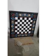 24 Inch Marble Square Chess Table Top Stone Floral Inlay Art Garden And ... - £1,603.64 GBP