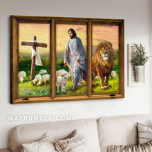 God Poster Lion And Lamb God Cross Poster Decor 1 - £12.73 GBP