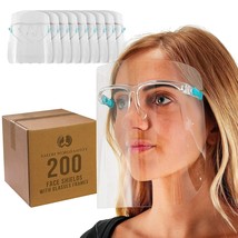 200 Pack Reusable &amp; Protective Framed Glasses Face Shield Visor, Splash ... - £96.87 GBP