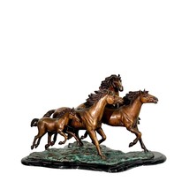 Bronze Wild Herd of Mustangs Tabletop Sculpture on Marble Base - £1,321.33 GBP
