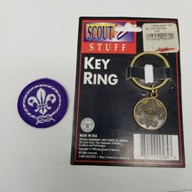 Vintage Boy Scout Lot - Badge/Patch &amp; Scout Oath Keychain Key Ring - £7.85 GBP